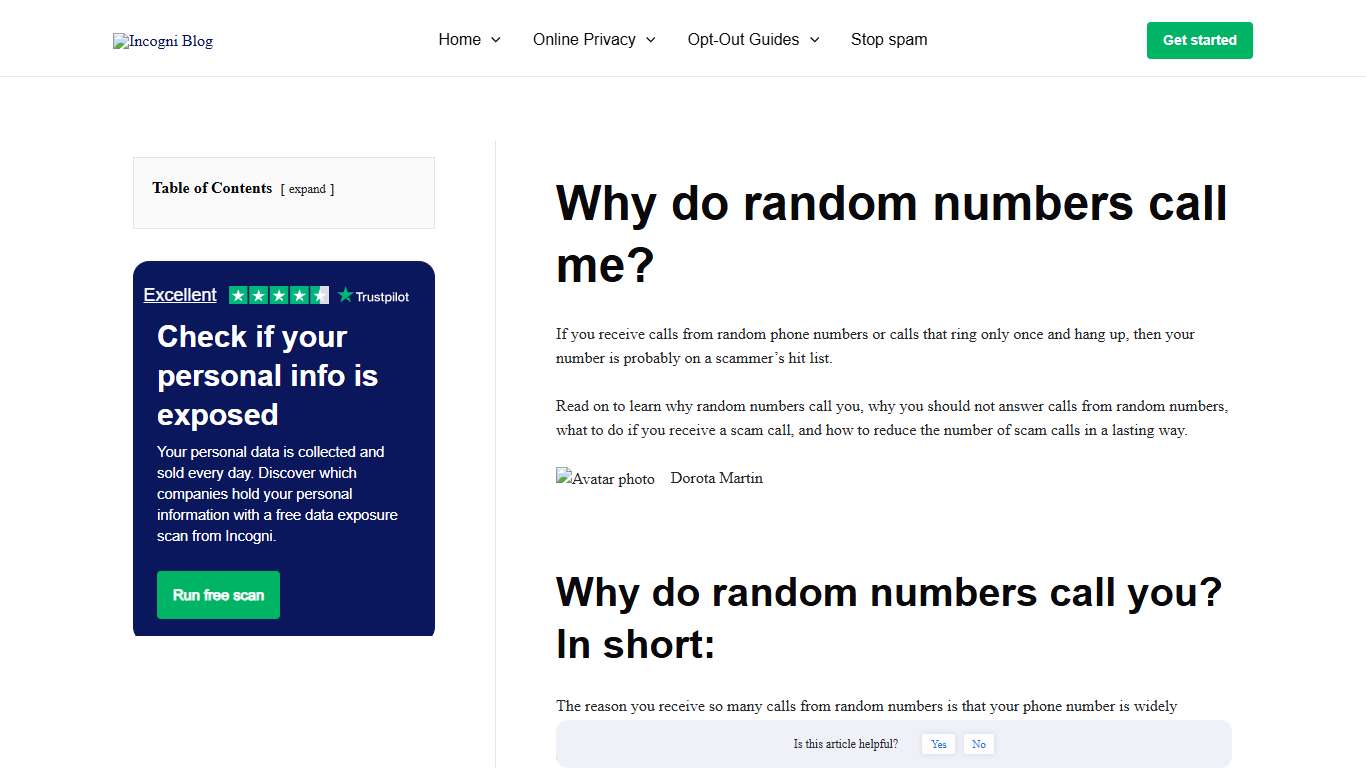 Why do random numbers call me? [2026] Incogni